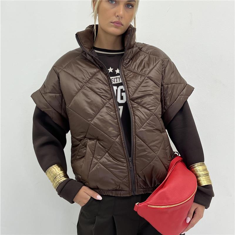 piumino smanicato trapuntato con collo alto futura